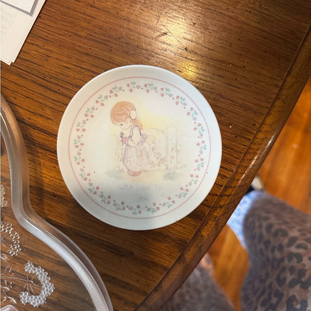 Precious Moments 1990 White and Pink Decorative Plate
